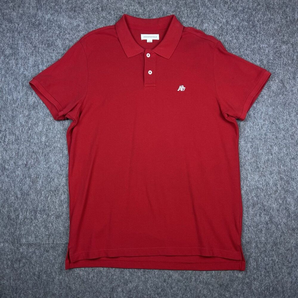 Aeropostale Men's Polo Shirt Short Sleeve Red Embroidered A87 100% Cotton Sz XL